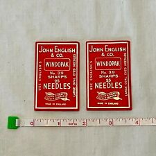 2 Packs (qty 50) 1940s Vintage Sewing Needles Sharps John English & Co Size 3/9 picture