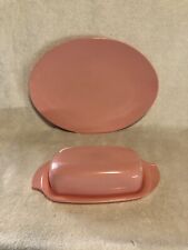 Vtg Boonton Pink Covered Butter Dish and Serving Plate  picture
