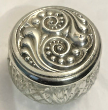 VTG Avon Cream Glass Jar Apothecary 5 oz Home Decorative Silver Lid**Empty picture