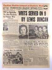 Vintage December 5 1957 Toronto Daily Star Newspaper Headline Writs Served K539 picture