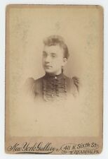 Antique c1880s Cabinet Card Beautiful Young Woman Wearing Glasses Reading, PA picture