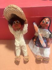 Mexican Folk Art Dolls Vintage Man Amd Woman picture