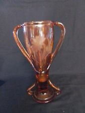 Early 1920s Fostoria Art Deco TUT Vase 8 1/2 In. Etched Flower.  Double Handle picture