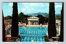 San Simeon CA-California, Santa Lucia Mountains And Pool Area, Vintage Postcard picture