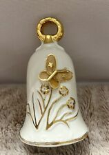 Beautiful Vintage Enesco Porcelain Dinner Bell w/Gold Mesh Butterfly 3D. picture
