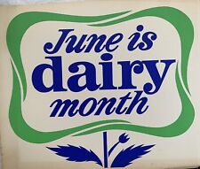 Large Antique Mid Century Dairy Card Stock Lithograph Sign June Dairy Month picture