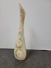 Satin Vase With Hand Painted Floral Pattern Artist Signed picture