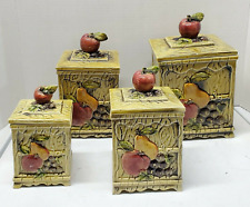 Vintage Lefton Cannisters Set/4 Mid Century Orchard Harvest 1970s Japan picture