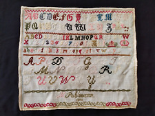 antique  beautiful alphabets sampler embroiedry needlework textile panel item757 picture