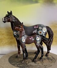 Custom Breyer Stablemate Floral Roan Mare & Foal picture