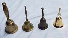 Lot Of 4 Vintage Brass Bells Hand Bells Musical Decor picture
