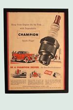 Vintage Advertisement Champion Spark Plug Unique Retro AD Framed 1951 Original picture