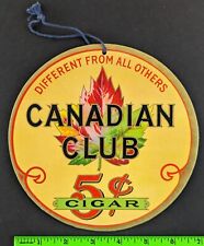 Vintage 1930s Canadian Club Cigars Hanging Store Display Cardboard Sign picture