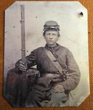 Young Civil War Union Soldier with Musket Bayonet Scabbard RP tintype C1183RP picture