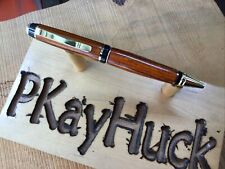 HAND TURNED CIGAR STYLE PEN COCOBOLO WOOD W/GOLD/BLACK FITTINGS picture