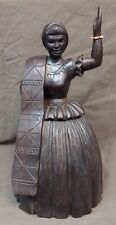 Old Vintage Hand Carved Artist Signed Souza Rio Woman Figure Wood Carving Brazil picture