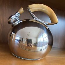 Nambe 2011 Bulbo Lou Henry Whistling Stainless Steel & Acacia Wood Tea Kettle picture