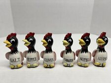 Vintage Rooster Salt Pepper And Spice Shakers Hand Painted 3 1/2” Japan Lot Of 6 picture