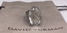 David Yurman Sterling Silver Oval 16x26mm White Topaz  Wheaton Cable Ring Sz 7 picture