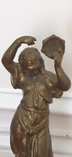 ANTIQUE FRENCH ART DECO Metal STATUE WOMAN Tambourine Dancer Gypsy picture