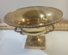 Vintage Big Brass Compote Bowl Solid With Handle Made In India Solid Base Bottom picture