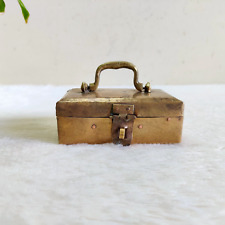 1930 Vintage Small Multi Compartment Brass Box Latch & Handle Old Collectible M4 picture
