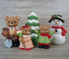 HOMCO #5101 Winter Christmas Bears Complete 5 Piece Set Snowman Holiday Tree picture