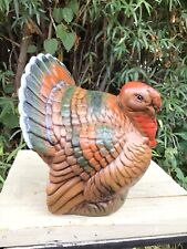 Turkey Figurine Ceramic VtgThanksgiving Centerpiece 6” H Autumn Fall 1980 Signed picture