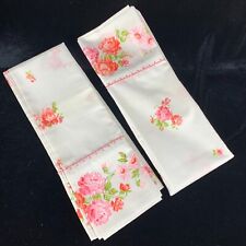 NWOT Vintage Montgomery Ward Pink Cabbage Roses 2 Pillowcases 50/50 Excellent picture