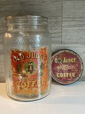 Vintage Jar OLD JUDGE COFFEE St. Louis Paper Label 2 Lids Owl Diamond Embossed picture