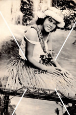 C 1918 - 1930 OOAK RPPC Postcard Hawaiian Woman Bridge Fantasy AZO BW picture
