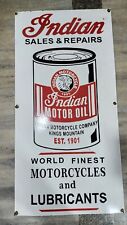 INDIAN MOTOR OIL PORCELAIN ENAMEL SIGN 48 X 24 INCHES picture