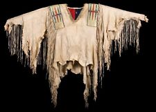 Old Style American Buckskin Buffalo Beaded Fringes Powwow Regalia War Shirt NW19 picture