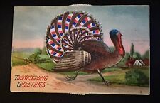 Kaleidoscope Mechanical Patriotic Turkey Thanksgiving Embossed Postcard-h-800 picture