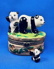 Panda Bear Hinged Ceramic Trinket Box w/Surprise Inside Hand-Painted picture
