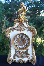 Antique 1895 Iron Figural Kroeber 24k Gold Mantle Clock  VIDEO - MUSEUM PIECE picture