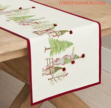 Pottery Barn Forest Gnome Embroidered Table Runner Cotton/Linen 108