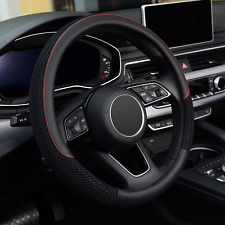 Luxurious Black Microfiber Leather Steering Wheel Cover - Universal Fit, Breatha picture