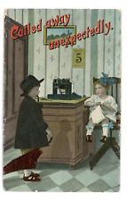 Antique Samson Brothers Gel Postcard Kids Playing Office 1914 Rcd Cancel Only picture