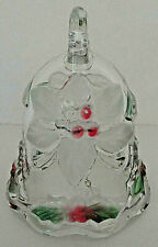 Glass Bell Mikasa Crystal Red Green Holly Berries Heavy Frosted Holiday Bloom picture