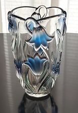 Beautiful Mikasa Bluebells Green/ Blue Glass Vase Germany ~ New In Box picture