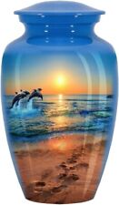 Cremation Urn Dancing Dolphin Divine Blue Ocean Human Ash Funeral Urn & Home picture