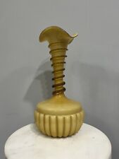 Vintage Mid-Century Modern Cased Empoli Butterscotch Vase w/ Applied Swirl MCM picture