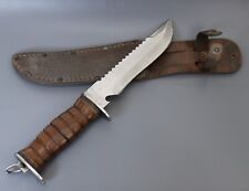 Nice WWII Era EGW Waterman Wood Handle Combat Fighting Knife & Leather Sheath picture