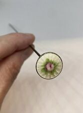 Antique Edwardian Victorian Hatpin Guilloche Enamel Cabbage Rose Sterling Silver picture