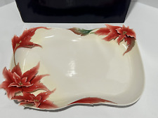 BEAUTIFUL Franz Porcelain Poinsettia Flower Platter FZ00965 with Box picture