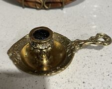 Vintage/antique Solid Brass Chamber stick Candle Holder Ornate Hand held picture