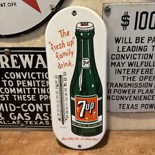 ORIGINAL & AUTHENTIC ''7-UP'' PORCELAIN THERMOMETER 6X15 INCH picture
