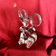 DAUM CRYSTAL SEATED TRUMPETING ELEPHANT picture