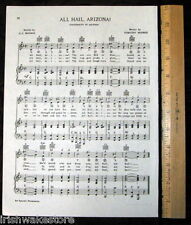 UNIVERSITY OF ARIZONA Vintage Song Sheet c 1938 